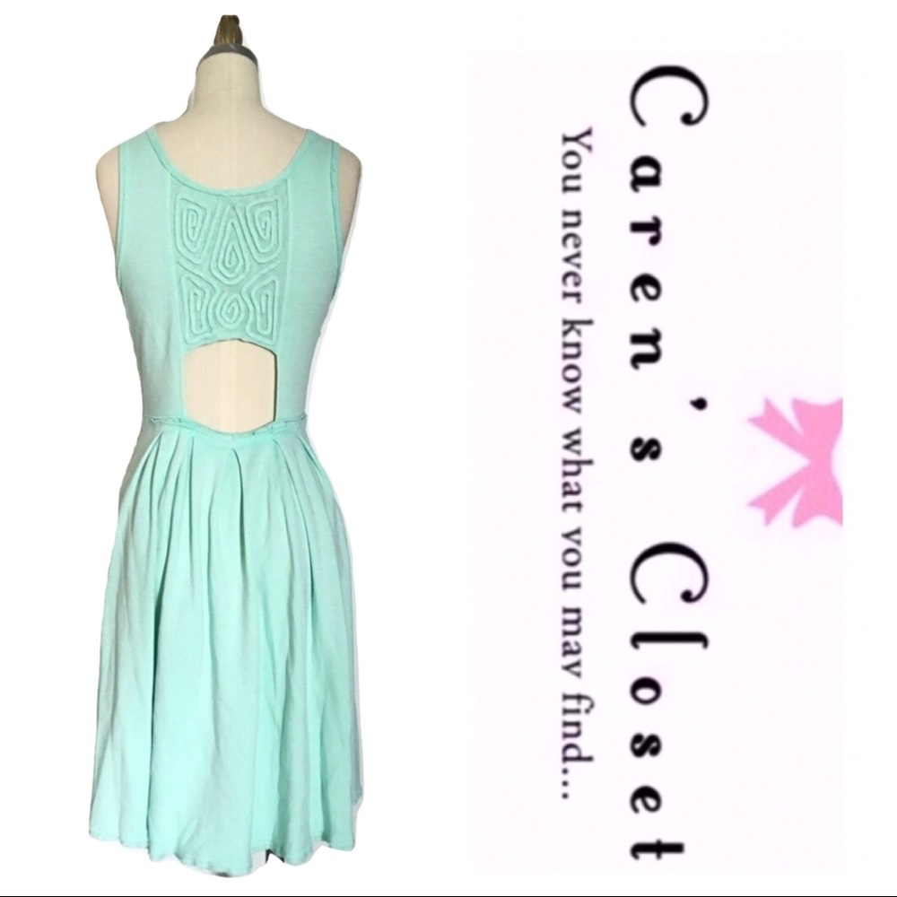Free People Mint Green Soutache Cut Out Mini Dress - Picture 3 of 6